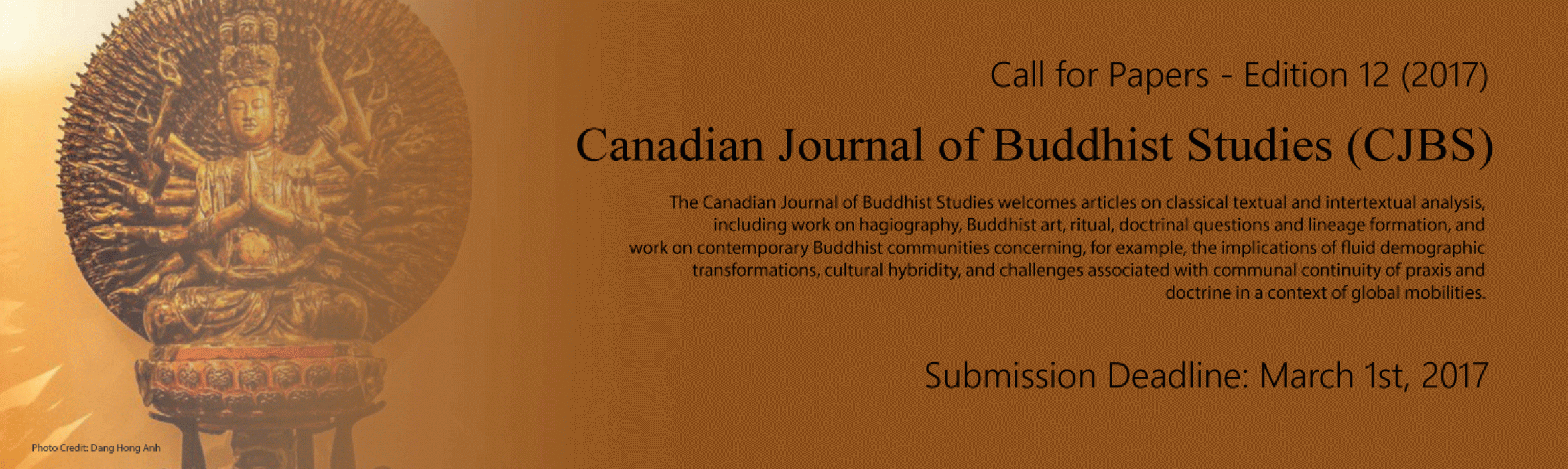 Canadian Journal of Buddhist Studies CFP 2017